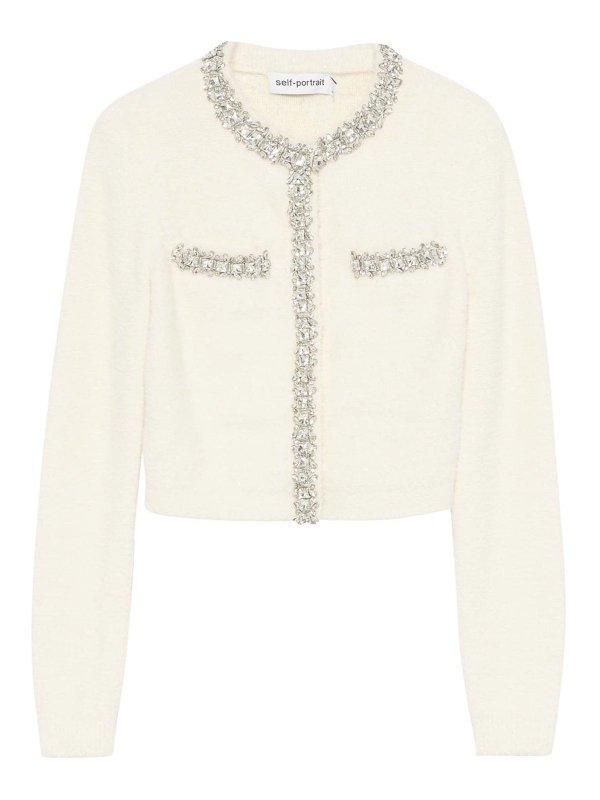 Self Portrait: cardigans - Knitted Cardigan With Applications