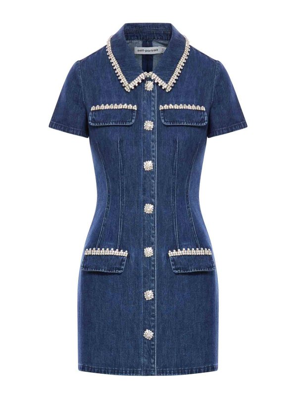 Self Portrait: short dresses - Short Denim Dress