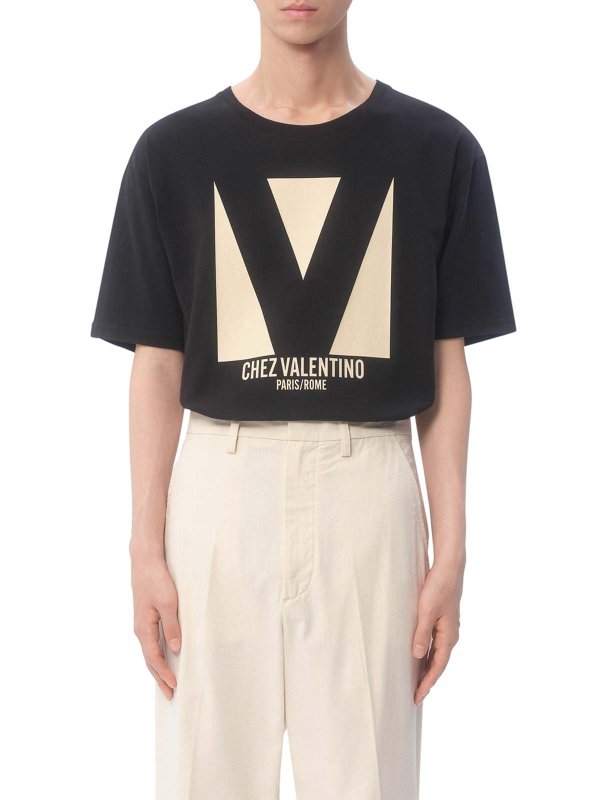 Chez Valentino Print Cotton T-Shirt shop online: VALENTINO GARAVANI
