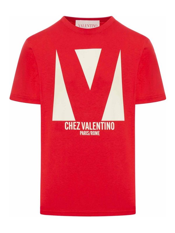 VALENTINO GARAVANI: t-shirt - T-shirt in cotone con stampa Chez Valentino