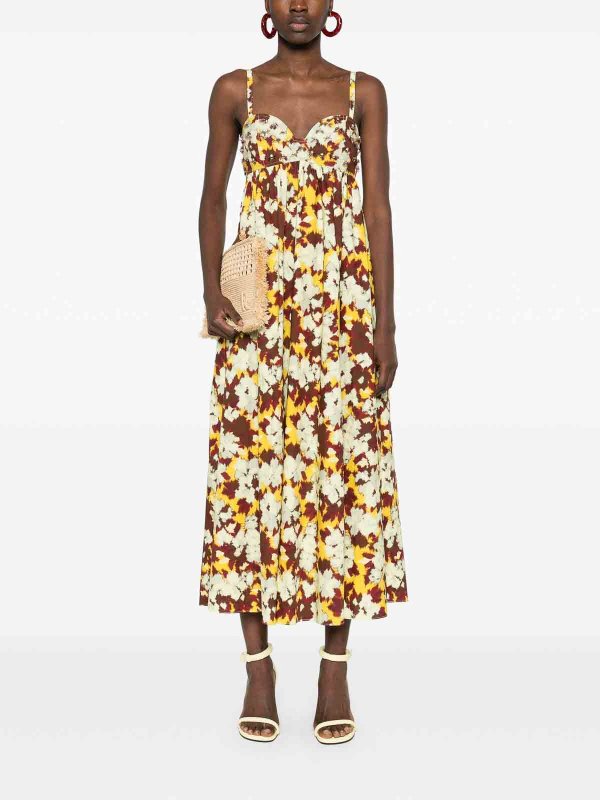 ULLA JOHNSON: Knielange Kleider online - Knielanges Kleid - Braun