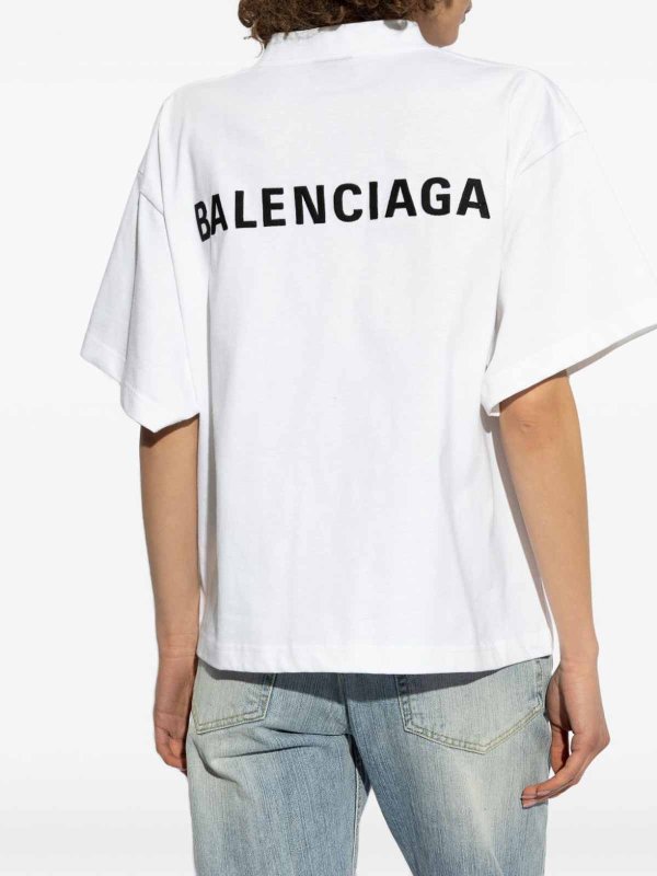 The Best Shops BALENCIAGA: t-shirts - White Logo-Embroidered T-Shirt