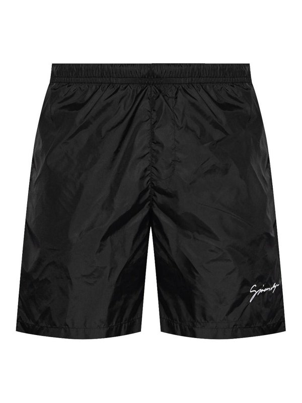 GIVENCHY: Trousers Shorts - Logo-Embroidered Swim Shorts