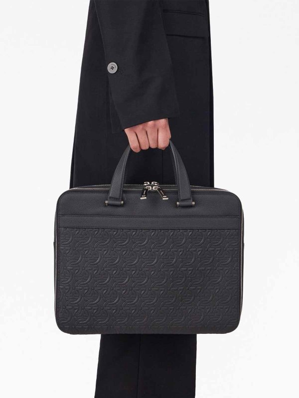 Monogram-Embossed Leather Briefcase shop online: FERRAGAMO