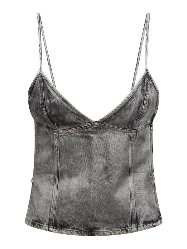 DIESEL: Tops y camisetas sin mangas - Top - Gris