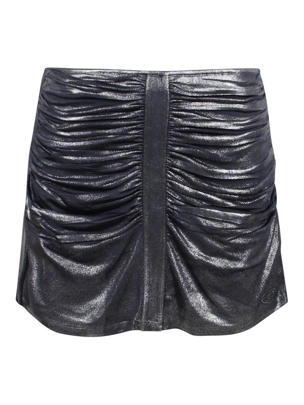 DIESEL: minigonne - O-Iama Minigonna In Jersey Metallizzato