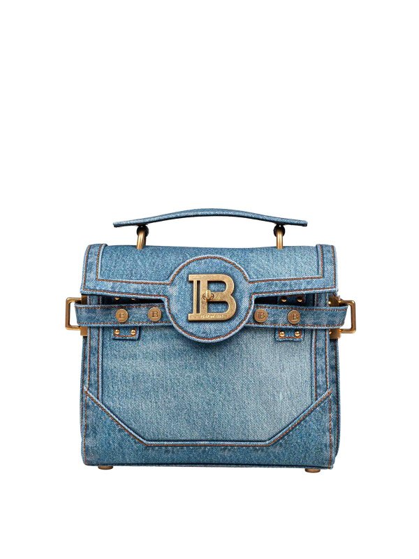 Balmain: Umhängetaschen - Umhängetasche - Dunkles Jeansblau
