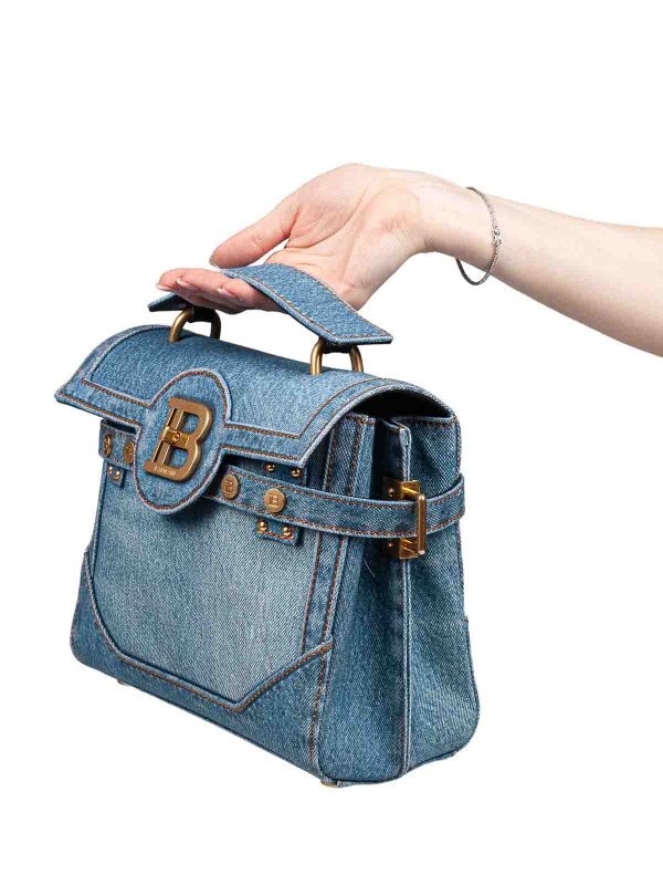 Balmain: Umhängetaschen online - Umhängetasche - Dunkles Jeansblau