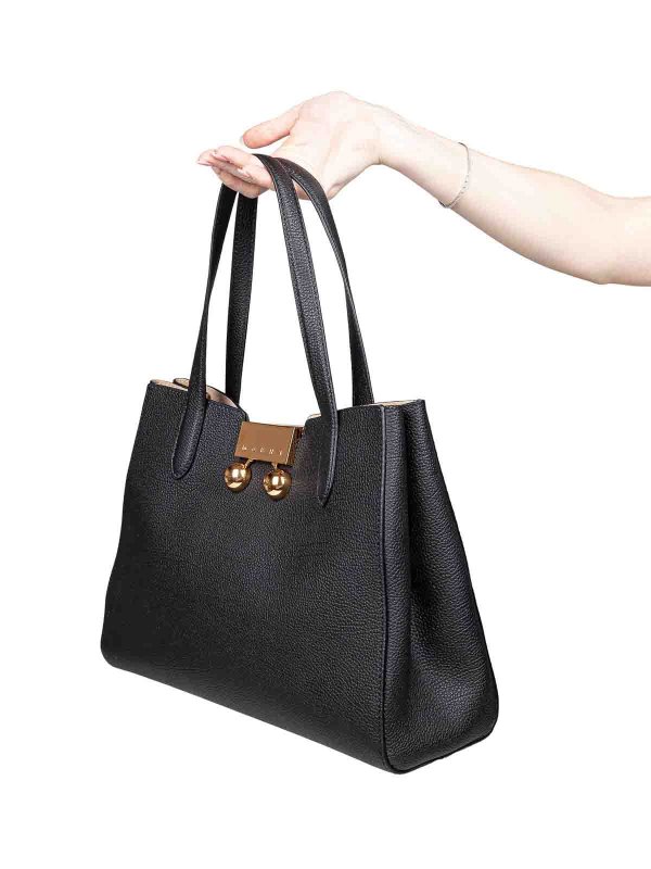 Marni: cross body bags online - Black leather Trunkaroo handbag