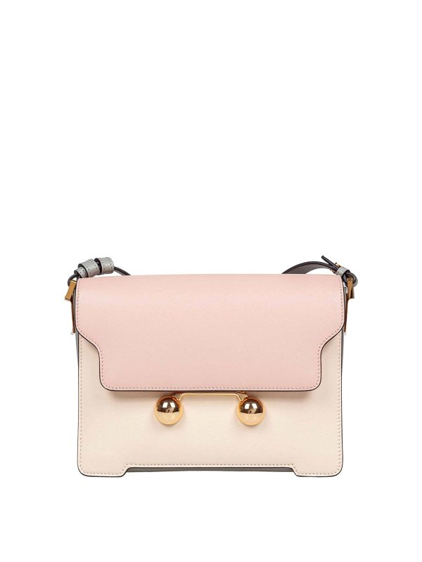 Marni: cross body bags - shoulder bag in cream and pink