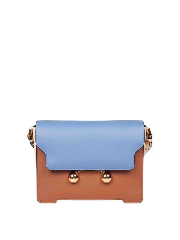 Marni: cross body bags - Trunkaroo shoulder bag in blue leather