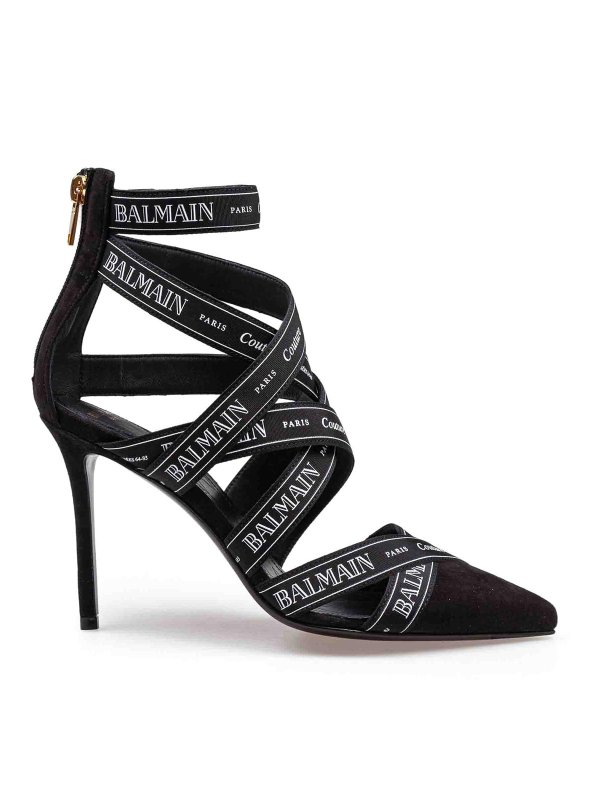 Balmain: court shoes - Pump Couture Suede Sandal