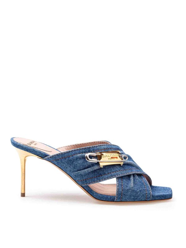 Balmain: mules shoes - Mule Safety in Denim Fabric