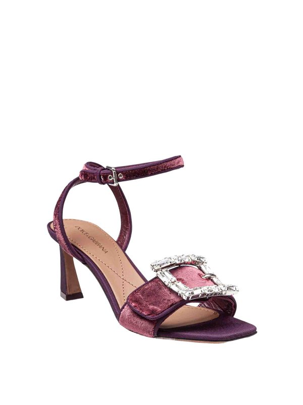 DOLCE & GABBANA: sandals online - velvet sandal color with a stone buckle