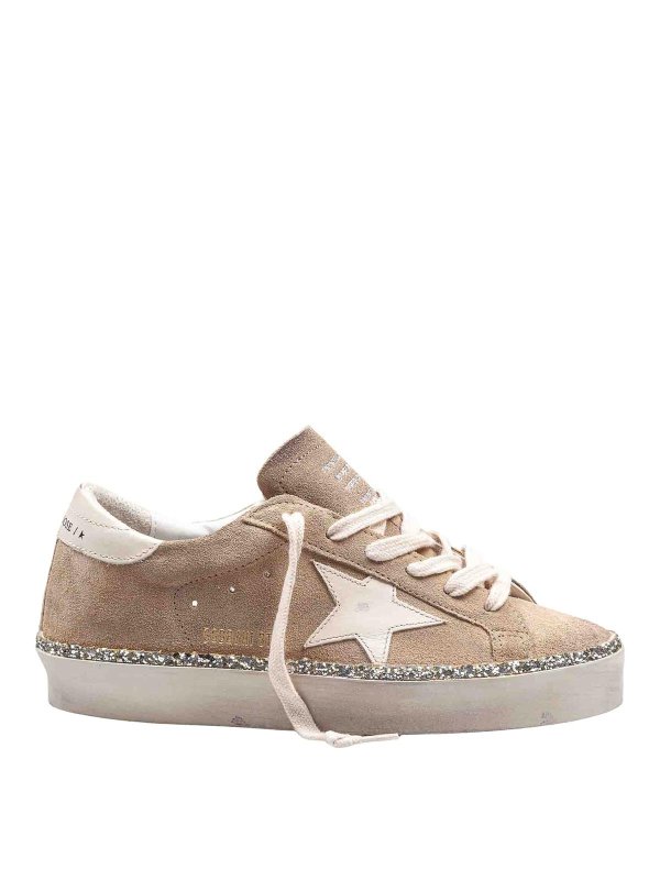 GOLDEN GOOSE: trainers - Sneakers hi star in suede with glitter