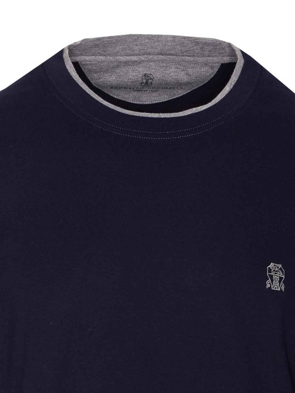 T-Shirt - Bleu shop online: BRUNELLO CUCINELLI