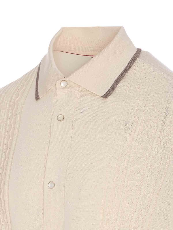 The Best Shops BRUNELLO CUCINELLI: crew necks - Beige Sweater With Frontal Buttons Closure