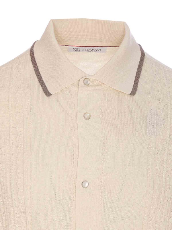 Beige Sweater With Frontal Buttons Closure shop online: BRUNELLO CUCINELLI