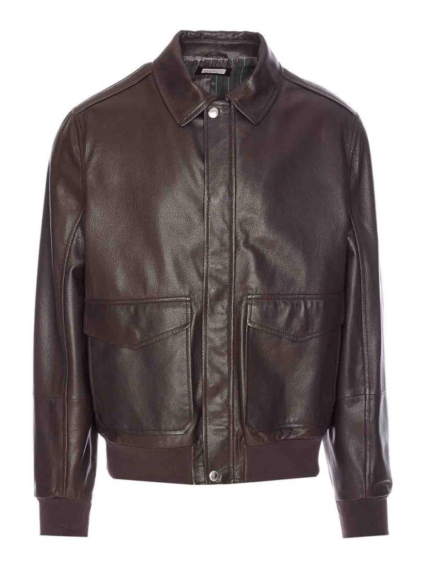 BRUNELLO CUCINELLI: casual jackets - Leather Aviator Jacket
