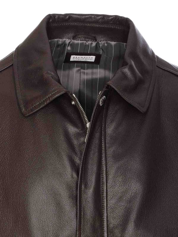 Leather Aviator Jacket shop online: BRUNELLO CUCINELLI