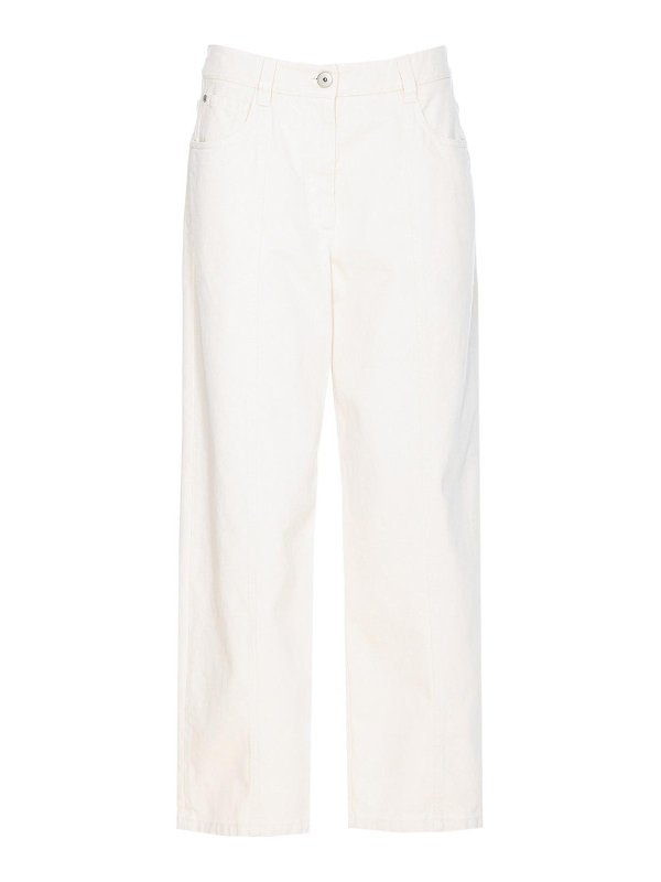 BRUNELLO CUCINELLI: straight leg jeans - Denim Cropped Pants