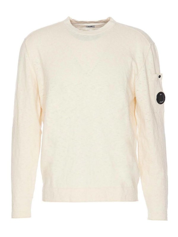 C.P. COMPANY: Suéteres con cuello pico - Suéter Cuello Redondo - Blanco