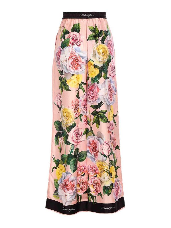 DOLCE & GABBANA: pantaloni casual online - Pantaloni per la stampa peonia e rosa