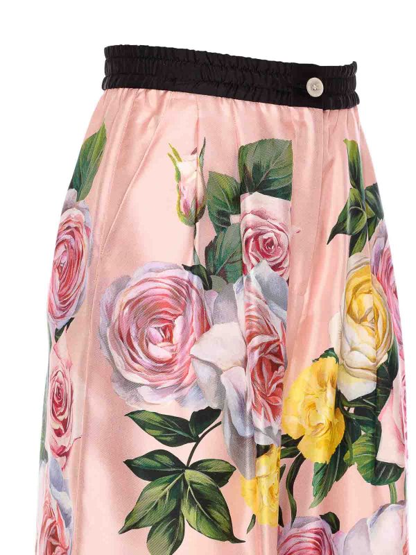 The Best Shops DOLCE & GABBANA: pantaloni casual - Pantaloni per la stampa peonia e rosa