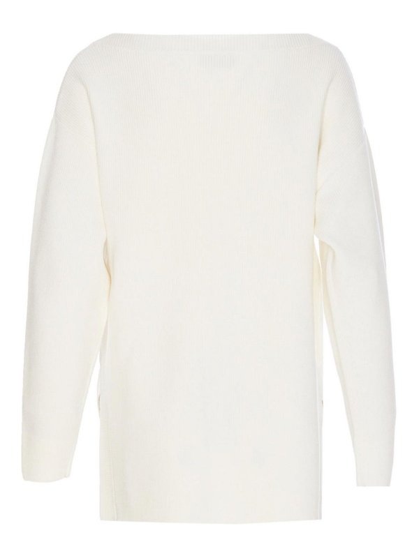 ELISABETTA FRANCHI: crew necks online - Cut-Out Sweater With Jewelled Brooch