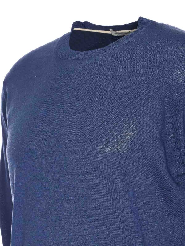 The Best Shops Paolo Pecora: Strickpullover mit Rundhalsausschnitt - Rundhalspullover - Blau