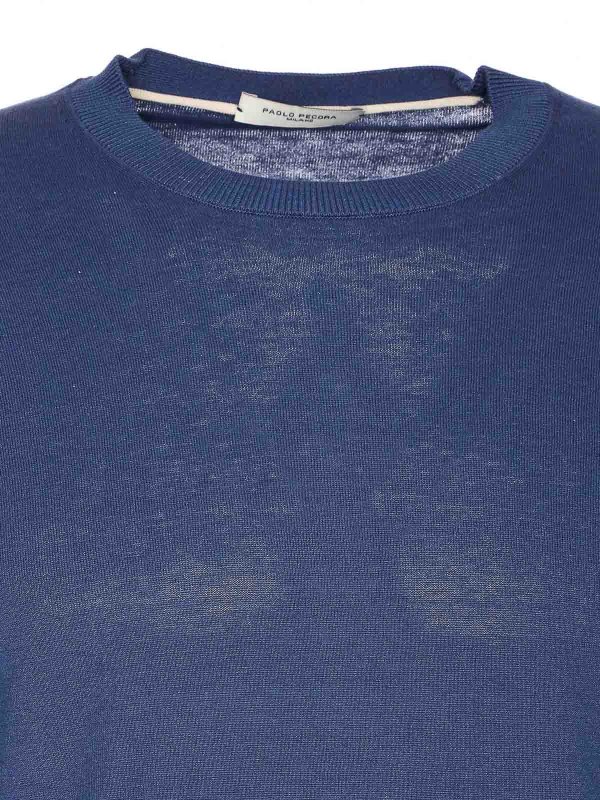 Rundhalspullover - Blau shop online: Paolo Pecora
