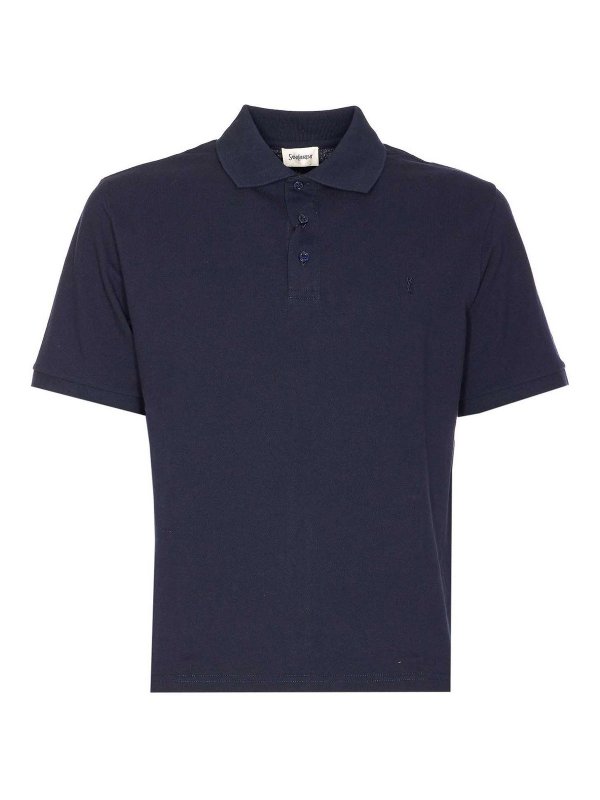 SAINT LAURENT: polo shirts - Cassandre Polo Shirt In Pique