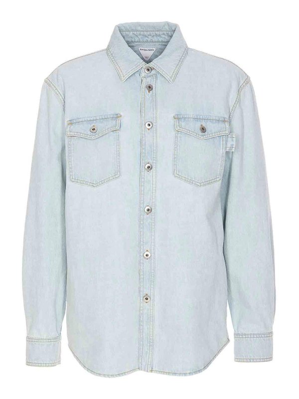 BOTTEGA VENETA: casual jackets - Extra Bleached Denim Overshirt