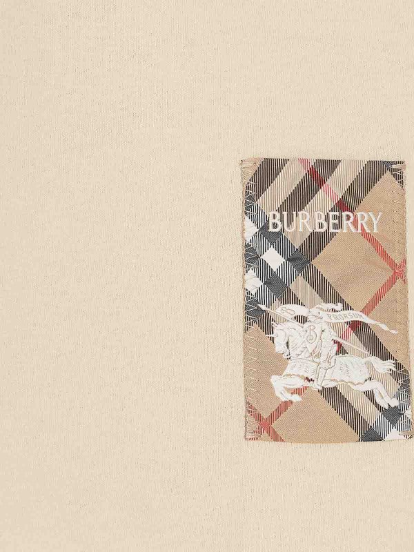 The Best Shops BURBERRY: t-shirts - Cotton Tshirt With Check Application