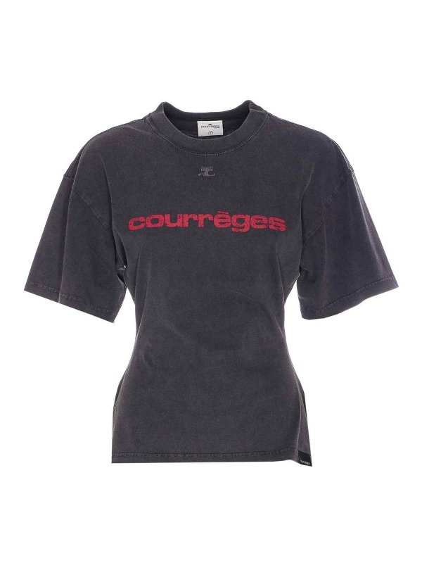 Courreges: t-shirts - Printed Stone T-Shirt