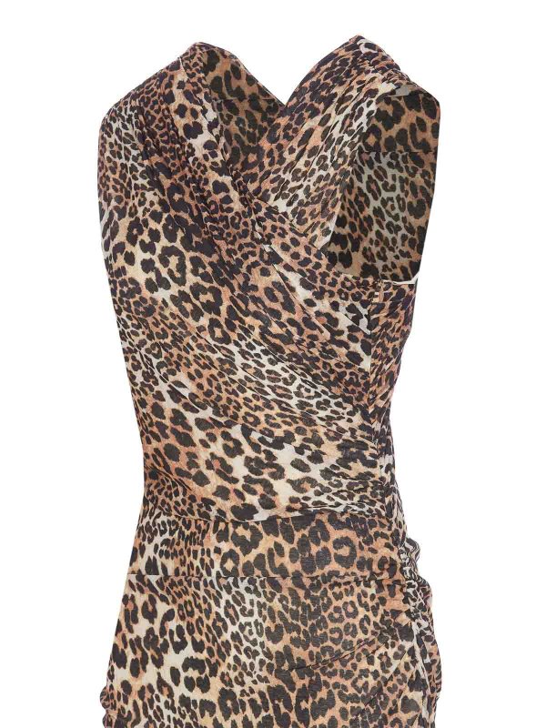 The Best Shops GANNI: knee length dresses - Marl Mesh Leopard Dress