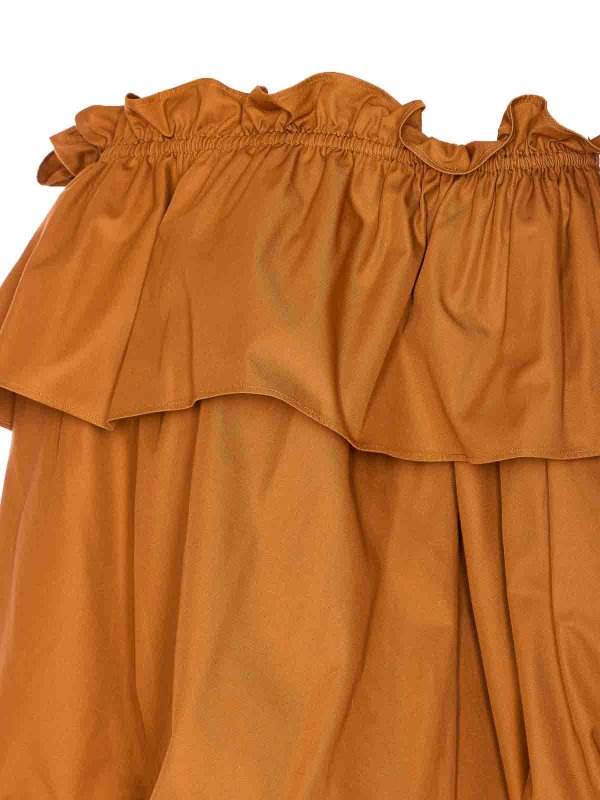 The Best Shops SAINT LAURENT: knee length dresses - Cotton Twill Flounce Dress