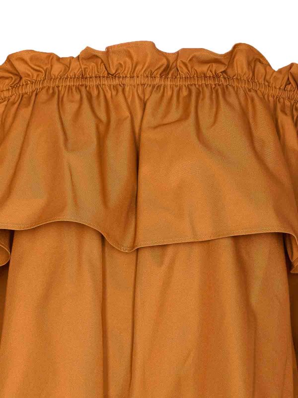 Cotton Twill Flounce Dress shop online: SAINT LAURENT