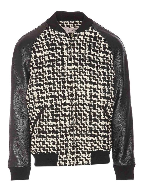 VALENTINO GARAVANI: bombers - Tweed Bomber With Patch Chez Valentino Logo