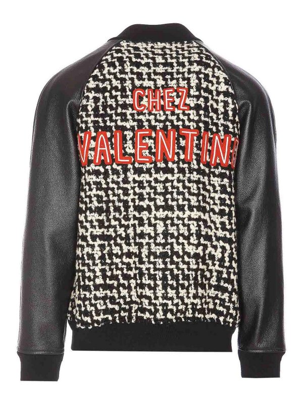 VALENTINO GARAVANI: bombers online - Tweed Bomber With Patch Chez Valentino Logo