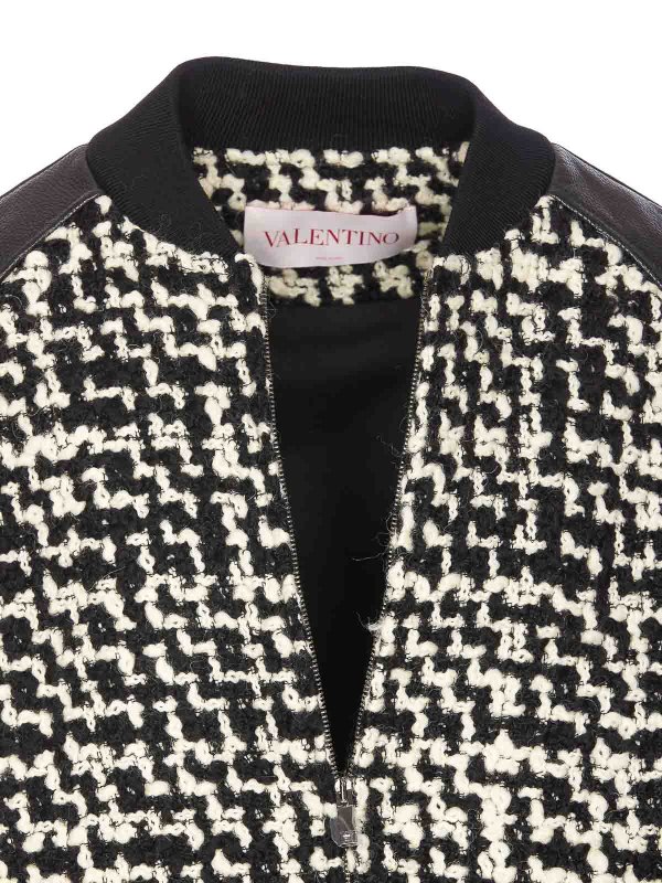 Tweed Bomber With Patch Chez Valentino Logo shop online: VALENTINO GARAVANI