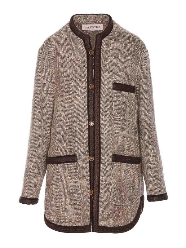 VALENTINO GARAVANI: ショートコート - ケープ/ポンチョ - ブラウン