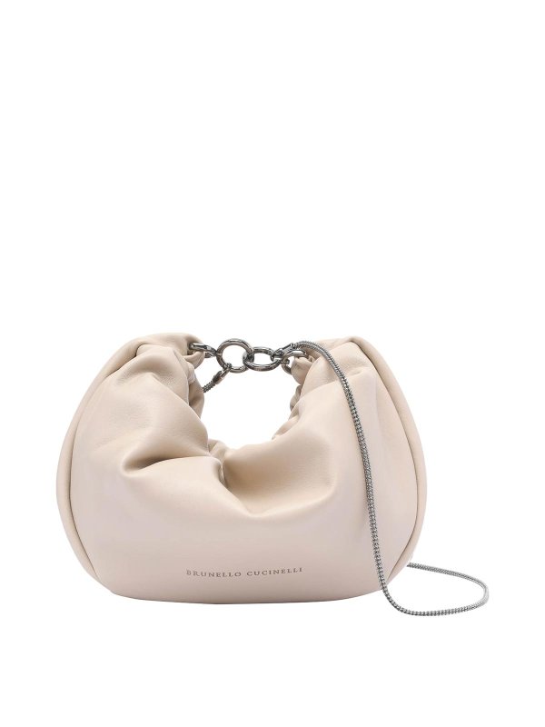BRUNELLO CUCINELLI: cross body bags - Brioche Hobo Soft Bag With Precious Chain