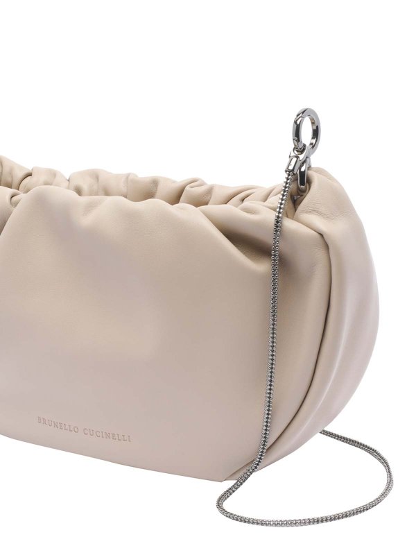 Brioche Hobo Soft Bag With Precious Chain shop online: BRUNELLO CUCINELLI