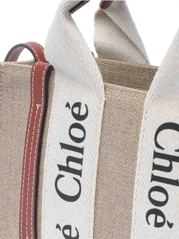 Woody Linen Mini Tote Bag shop online: CHLOE