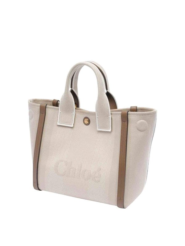 Beige E Carry Tote Bag Small shop online: CHLOE