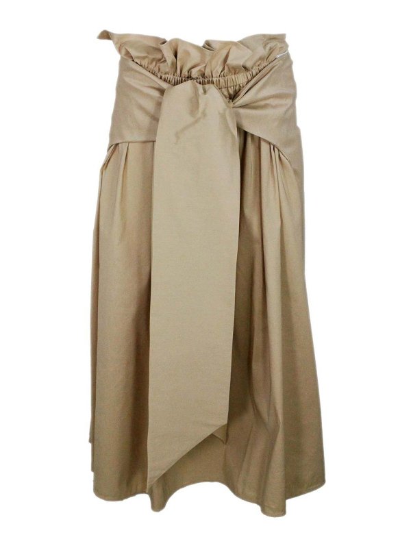 FABIANA FILIPPI: ニーレングススカート＆ミディ丈 - 膝丈/ミディスカート - ベージュ