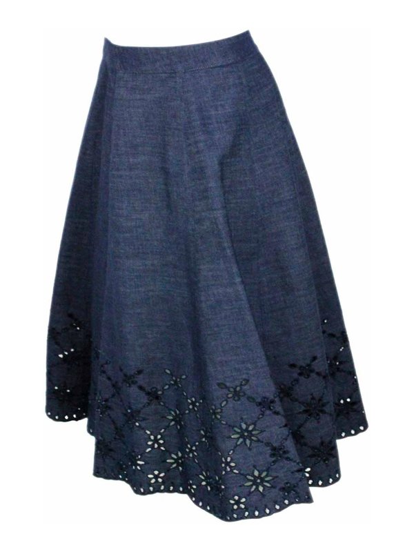 LORENA ANTONIAZZI: Knielange und Midi Röcke online - Midirock - Dunkles Jeansblau