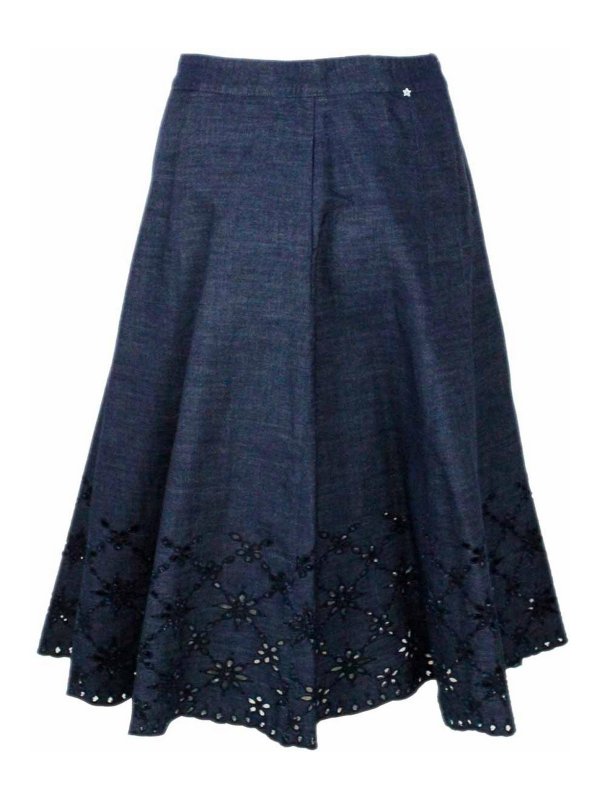 The Best Shops LORENA ANTONIAZZI: Knielange und Midi Röcke - Midirock - Dunkles Jeansblau