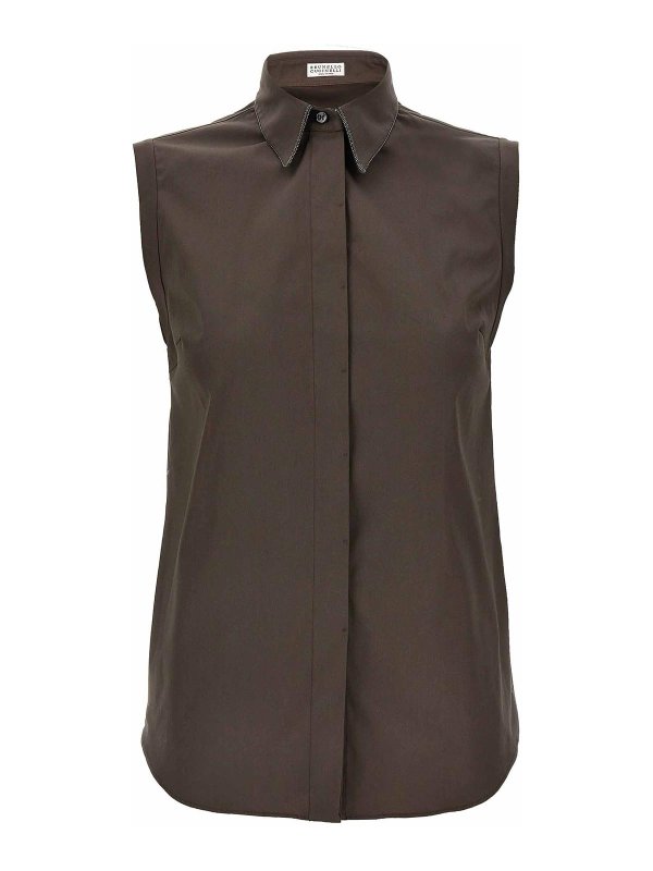 BRUNELLO CUCINELLI: シャツ - シャツ - ブラウン